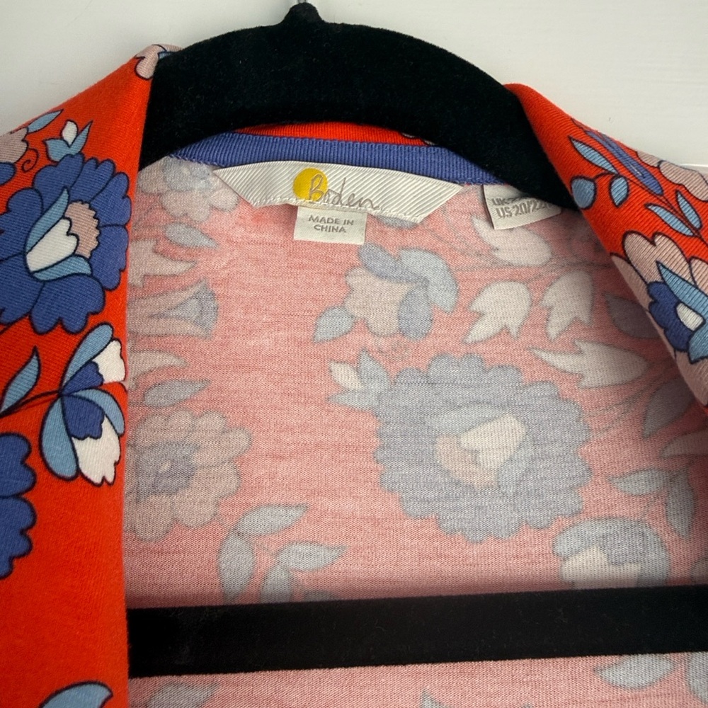 Boden Lavinia Jersey True Wrap Floral Dress in Papaya Wildflower Print Size 20 - Picture 3 of 8